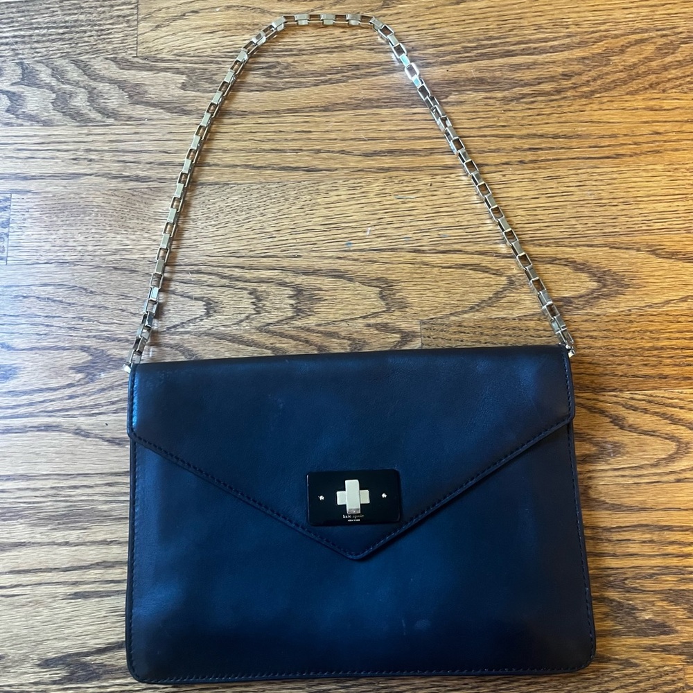 Vintage Kate Spade Square Hardware Chain Black Toggle Fold Over Flap Bag B271203